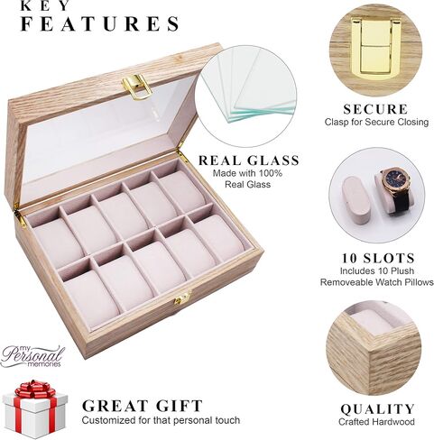 My Personal Memories Customized Watch Storage Box - Groomsmen Wedding Father's Day - Personalized Engraved Monogram (Distressed Wood) in Saudi Arabia