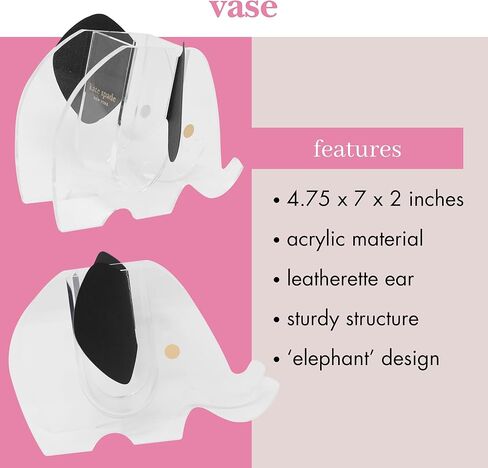 مزهرية على شكل فيل من الأكريليك من كيت سبيد نيويورك مع آذان من الجلد الصناعي، وعاء صغير مزخرف أو وعاء مكتب (فيل) in Kuwait