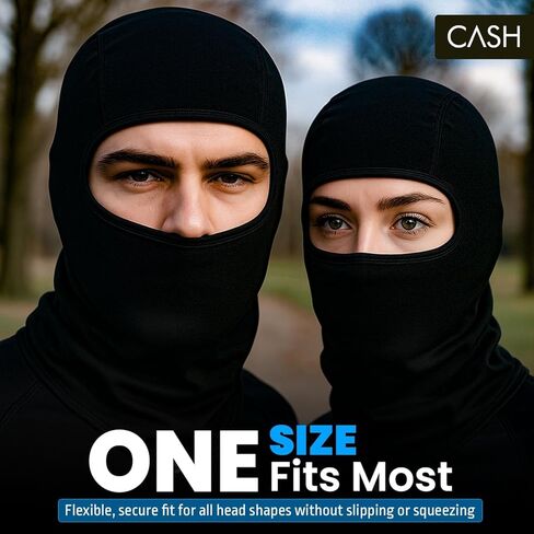 CASH Balaclava Ski Mask - All-Purpose Breathable Outdoor Face Mask for Men - Ideal for Baseball, Football, Fishing, Hunting, Motorcycle Riding - Black in Saudi Arabia