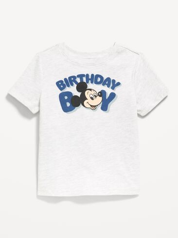 Old Navy Disney© Mickey Mouse Birthday Graphic T-Shirt for Toddler Boys - Light Heather Gray in Saudi Arabia