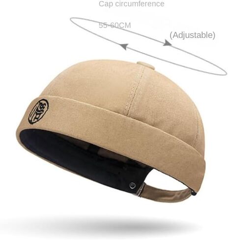 Beanie Hat Adjustable Solid Sailor Cap Vintage Docker Cap Unisex(Black) in Saudi Arabia