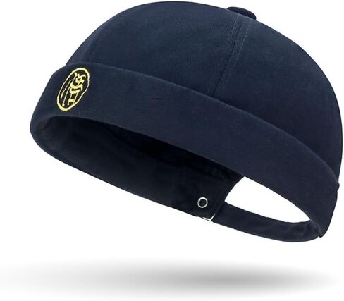 Beanie Hat Adjustable Solid Sailor Cap Vintage Docker Cap Unisex(Black) in Saudi Arabia