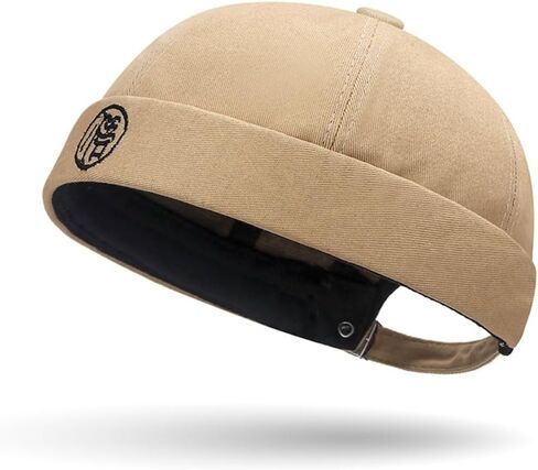 Beanie Hat Adjustable Solid Sailor Cap Vintage Docker Cap Unisex(Black) in Saudi Arabia