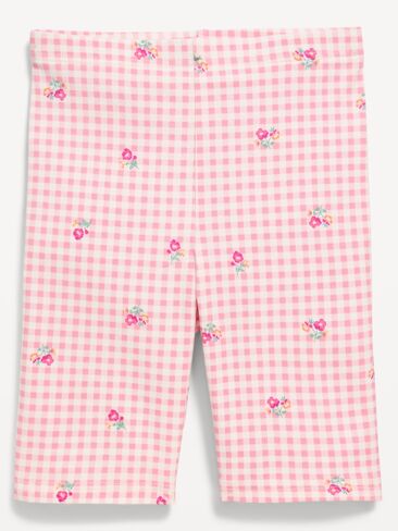 Old Navy Printed Long Jersey Biker Shorts for Girls - Pink Gingham in Saudi Arabia