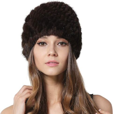 قبعات فرو المنك الشتوية من KAISHIN للنساء قبعات من الفرو الحقيقي من Skullies Beanies للسيدات قبعات من الفرو المحبوك in Saudi Arabia