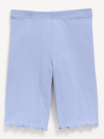 Old Navy Ribbed Lettuce-Edge Biker Shorts for Girls - Kyanite in Saudi Arabia