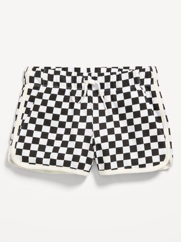 Old Navy Dolphin-Hem Cheer Shorts for Girls - Black Check in Saudi Arabia