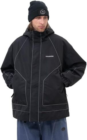 Snowshred Men's Mountain Baggy Snowboard Jacket Waterproof Warm Winter Hooded Ski Coat Outdoor Windproof Snow Coat in Saudi Arabia