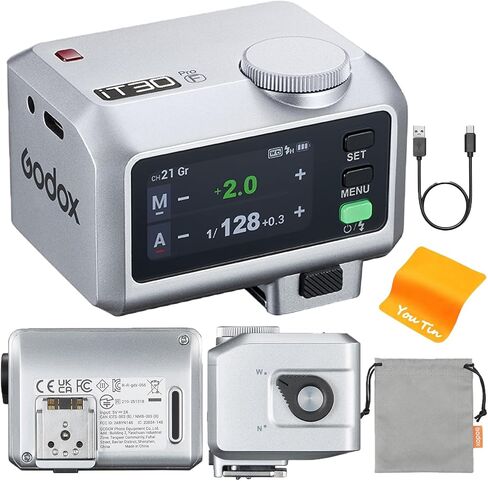 Godox IT30PRO F TTL Mini Camera Flash مع مشغل 2.4 جرام متكامل ومستقبل 2.4 جرام متوافق مع كاميرات Fujifilm ، GN15 ISO100،1/8000S HSS ، 7.4V/900MAH بطارية ، 1.5S وقت إعادة التدوير 560 وميض (أسود) in Kuwait