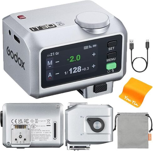 Godox IT30PRO F TTL Mini Camera Flash مع مشغل 2.4 جرام متكامل ومستقبل 2.4 جرام متوافق مع كاميرات Fujifilm ، GN15 ISO100،1/8000S HSS ، 7.4V/900MAH بطارية ، 1.5S وقت إعادة التدوير 560 وميض (أسود) in Kuwait