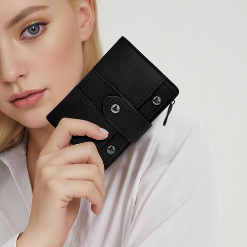 Women Wallet, PU Leather Bifold Wallet Purse Wallets for Women with Buckle, Multiple Slots Ladies Wallet with Detachable Card Pack for Working, Travelling(Pink) in Saudi Arabia