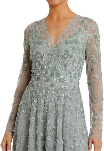 Illusion Long Sleeve A Line Embellished Gown in Saudi Arabia