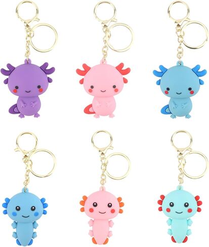 Goktvai 6 قطع سلسلة المفاتيح axolotl، الحيوانات لطيف kawaii المفاتيح البلاستيكية axolotl keyrings للنساء حقائب الظهر أكياس المحافظ سيارة مفتاح سلسلة حلقة الهاتف حزب زينة سحر الهدايا in Kuwait