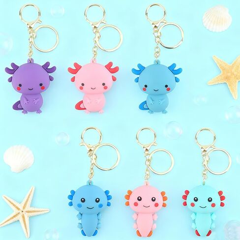 Goktvai 6 قطع سلسلة المفاتيح axolotl، الحيوانات لطيف kawaii المفاتيح البلاستيكية axolotl keyrings للنساء حقائب الظهر أكياس المحافظ سيارة مفتاح سلسلة حلقة الهاتف حزب زينة سحر الهدايا in Kuwait