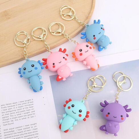 Goktvai 6 قطع سلسلة المفاتيح axolotl، الحيوانات لطيف kawaii المفاتيح البلاستيكية axolotl keyrings للنساء حقائب الظهر أكياس المحافظ سيارة مفتاح سلسلة حلقة الهاتف حزب زينة سحر الهدايا in Kuwait