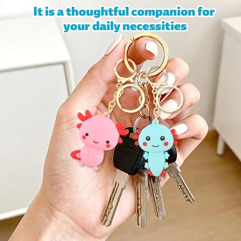 Goktvai 6 قطع سلسلة المفاتيح axolotl، الحيوانات لطيف kawaii المفاتيح البلاستيكية axolotl keyrings للنساء حقائب الظهر أكياس المحافظ سيارة مفتاح سلسلة حلقة الهاتف حزب زينة سحر الهدايا in Kuwait