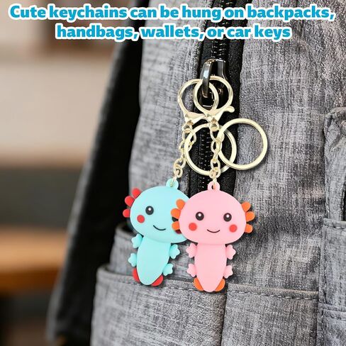 Goktvai 6 قطع سلسلة المفاتيح axolotl، الحيوانات لطيف kawaii المفاتيح البلاستيكية axolotl keyrings للنساء حقائب الظهر أكياس المحافظ سيارة مفتاح سلسلة حلقة الهاتف حزب زينة سحر الهدايا in Kuwait
