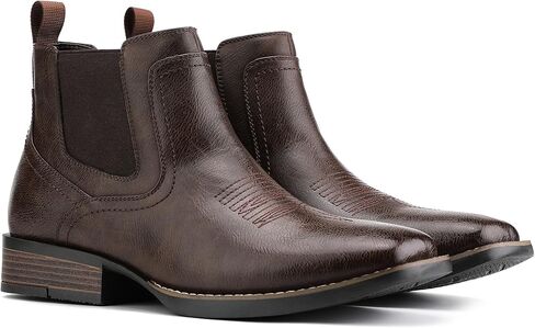 JASONSTAR Western Cowboy Boots for Men - Mens Square Toe Chelsea Boots Ankle Cowboy Boots for Men Casual Retro Stylish Boots in Saudi Arabia