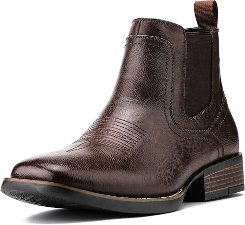 JASONSTAR Western Cowboy Boots for Men - Mens Square Toe Chelsea Boots Ankle Cowboy Boots for Men Casual Retro Stylish Boots in Saudi Arabia