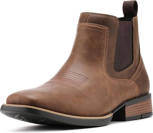 JASONSTAR Western Cowboy Boots for Men - Mens Square Toe Chelsea Boots Ankle Cowboy Boots for Men Casual Retro Stylish Boots in Saudi Arabia