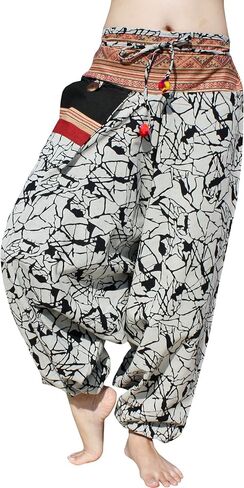 RaanPahMuang Premium Cotton Yoga Harem, Boho Pants for Women, with Side Pocket, Hippy Baggy Tribe Pants in Saudi Arabia
