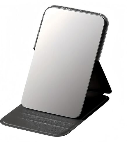 4.25-Inch Foldable Makeup Mirror with Frame, Mini Stylish Vanity Mirror for Desktop Use in Dorms, Offices, Homes, and Travel, (Black) in Saudi Arabia