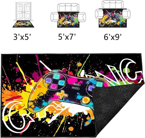 Gaming Rug for Room,3'x5' Cool Gamer Rugs with Non-Slip Backing,Game Room Carpet for Bedroom and Livingroom Decor in Saudi Arabia