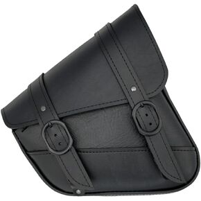 Dowco Black Synthetic Leather Black Jack Motorcycle Swingarm Bag for Sportster/Dual Shock Models - Black with Black Buckle - Made in USA by Willie & Max [59778-05]