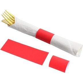 XINGYUNDEL Red Napkin Bands, Paper Napkin Rings Self Adhesive,Silverware Wraps Bands, 200 Pcs/Red,NB-200-4Red