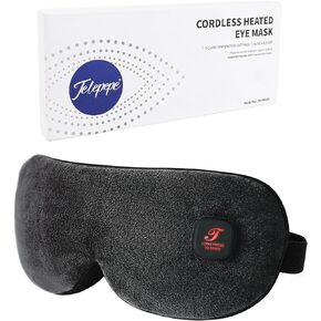 Heated Eye Mask, Heated Eye Mask Cordless, Warm Eye Compress for Blepharitis and Dry Eye, Light Blocking Heat Eye Mask for Men Women, 1000mAh Rechargeable Battery and Washable Cover (Black)