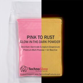 10g Pink to Rust Glow in The Dark Powder <50 Microns + UV Reactive