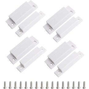 Aoje-Link 4pcs RC-31 Surface Mount Wired NC Normally Closed Door Contact Sensor Alarm Magnetic Reed Switch White for Gate Garage Window Door Security System