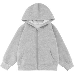 HahaNice Toddler Kids Hoodies Solid Zip Up Hooded Sweatshirt for Boys or Girls