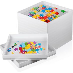 Yaomiao 12 Pcs Puzzle Sorting Trays 8 x 8 Inches Puzzle Trays Puzzle Storage Puzzle Organizer Puzzle Accessories Stand Out to Better Sort Patterns, Shapes and Colors for Storage Adults Kids