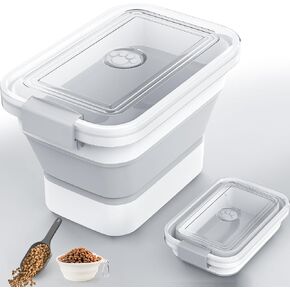 10-13 Lbs Dog Food Storage Container,Collapsible Dog Food Container with Transparent Airtight Lid,Pet Food Scoop and Dog Bowl,Multifunctional Food Storage Container for Pet Food,Rice,Flour