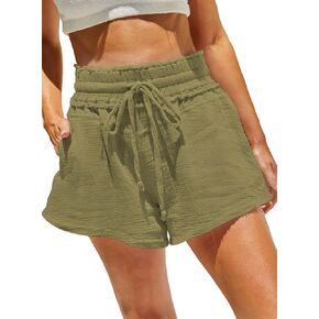 شورت نسائي صيفي برباط من ARTFREE، شورت شاطئ كاجوال خفيف الوزن بخصر مطاطي مع جيوب in Kuwait