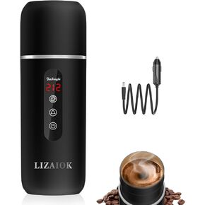 Travel Electric Kettle Car Coffee Warmer 12V/24V Portable Car Water Heater Small Hot Water Boiler With Built-in Magnetic Induction Stirring 304 Stainless Steel Anti-dry Burning(420ML） (Black)