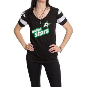 Calhoun NHL Womens Retro Varsity Short Sleeve Cotton V-Neck T-Shirt