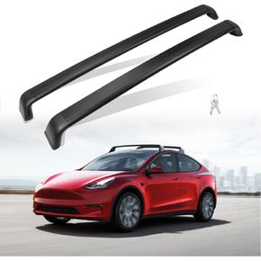 AUXPACBO Lockable Cross Bar Fits for Tesla Model Y 2020 2021 2022 2023 2024 Roof Rack Accessories Rooftop Luggage Cargo Carrier for Canoe Kayak Bike