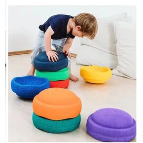 Balance Stepping Stones for Kids and Also a Stacking Blocks Toy, Balance River Stones for Promoting Children's Coordination Skills Obstacle Courses Sensory Toys for Toddlers (Blue) in Kuwait