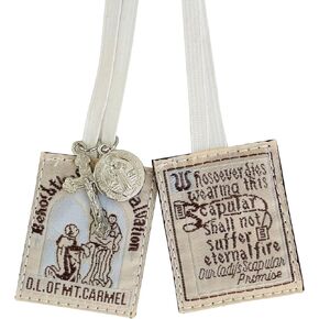 Scapulars Catholic, 3 Pack Bulk Brown Scapular Of Our Lady Of Mount Carmel,Escapularios Catolicos Scapular Catholic Gift For Women Man,Mexican Catholic Decor Religious Statues Wall Cross Art