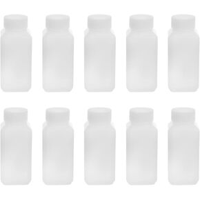 Bettomshin 10Pcs 100ml PE Plastic(Food Grade) Bottles, 19.5mmx95mm(IDxH) Lab Bottle Wide Mouth Sample Sealing Storage Container Screwcap White Translucent Square