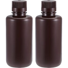 uxcell Plastic Lab Chemical Reagent Bottle 500ml/16.9oz Small Mouth Sample Sealing Liquid Storage Container Brown 2pcs