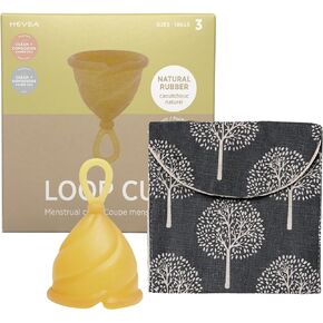 Hevea Loop Menstrual Cup Single-Pack Size 3 (Natural), Made from 100% Natural Rubber - Softest Period Cup - Wear for up to 12 Hours