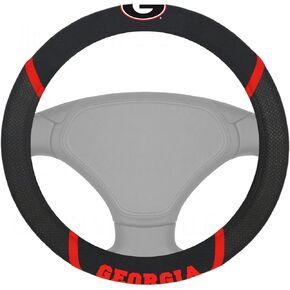 FANMATS NCAA University of Georgia Bulldogs Polyester Steering Wheel Cover , Black , 15"x15"