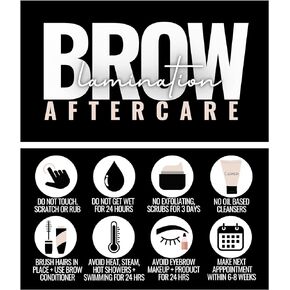 Cute Modern Brow Lamination After Care Cards/Pack of 55 business card size brow lamination aftercare cards perfect after appointment reminder