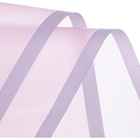 MECCANIXITY 20pcs Transparent Pink Border Flower Wrapping Paper 22.8"x22.8" Waterproof Floral Wrapping Paper for DIY Crafts, Gift Flower Shop Bouquet Packaging
