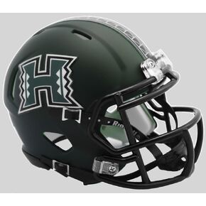 Riddell NCAA Hawaii Warriors Helmet Mini SpeedHelmet Replica Mini Speed Style Matte Green Design, Team Colors, One Size