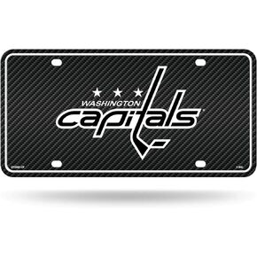 Rico Industries NHL Washington Capitals Carbon Fiber Metal Auto Tag 8.5" x 11" - Great for Truck/Car/SUV