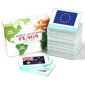 244PCS Countries of The World Flags Flash Cards Country Continent Capitals Population Country Flag Geography Educational Cards Game Gift for Kids Family & Adults All Countries Flags of The World Cards